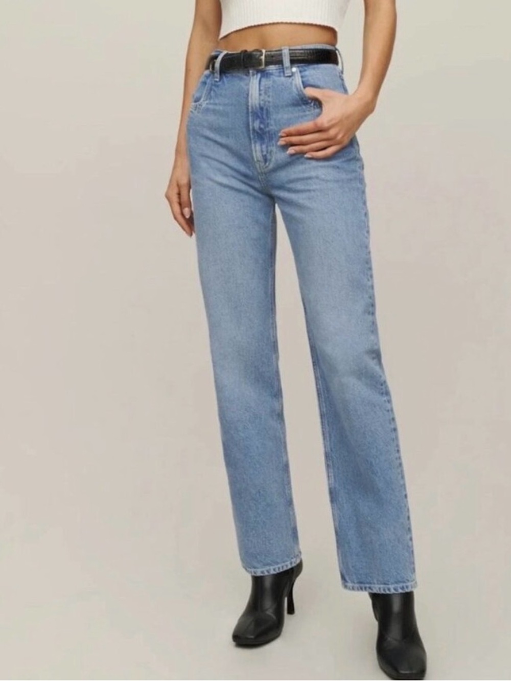 Reformation Cowboy Pointed Pocket high rise Straight Leg Jeans